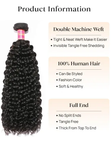 Miniatura 8 de Nadula Cabello humano rizado malasio, 3 paquetes de 12 10 8 pulgadas, 100% sin procesar virgen Jerry extensiones de trama de cabello humano rizado