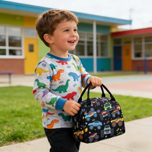 Miniatura 9 de CAMTOP Bolsa de almuerzo para niños, bonita lonchera aislada para niños y niñas, loncheras a prueba de fugas para la escuela