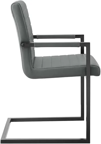 Miniatura 4 de Modway Savoy - Silla de comedor de cuero vegano en color gris - Juego de 2