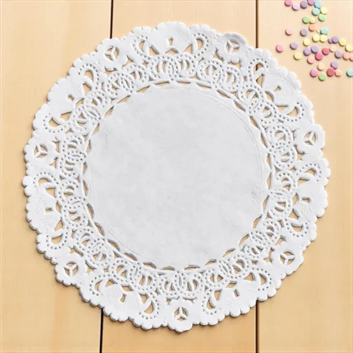 Miniatura 9 de Paquete de 100 manteles individuales redondos de papel blanco de 4 pulgadas, manteles individuales decorativos desechables para postres, pequeños