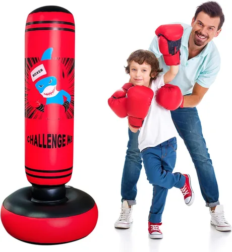 Miniatura 6 de Punching Bag Kid,Boxing Bag for Kids,Inflatable Dummy, Inflatable Punching Bag, De-Stress Boxing Bag for Kids. Rojo