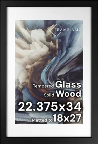 Miniatura 56 de Frame Amo Marco de póster de madera maciza de 13 x 19 pulgadas, color natural, tapete blanco para imagen de 11 x 17 pulgadas, parte frontal
