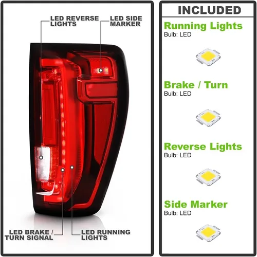 Miniatura 2 de KEEKPO - Para [tipo LED de fábrica] 2019-2023 GMC Sierra 1500 Luz trasera LED completa reemplazo de la lámpara de freno lado del pasajero Rojo