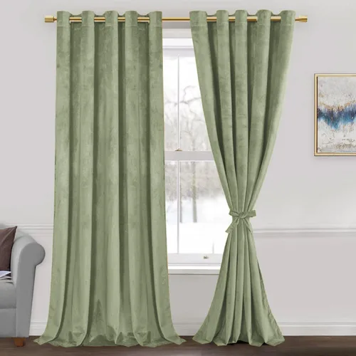 Miniatura 44 de JIUZHEN - Cortinas de terciopelo gris de 63 pulgadas opacas para sala de estar - Cortinas gruesas de terciopelo con ojales para ventana