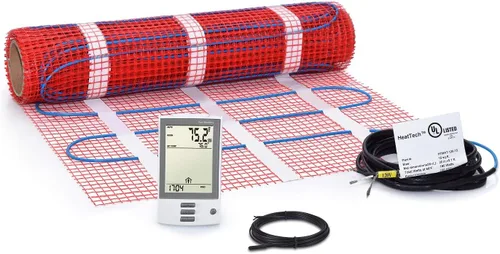 Miniatura 14 de Kit de alfombrillas calefactoras de suelo de 7.5 pies cuadrados de 120 V, sistema eléctrico de calefacción de suelo radiante, termostato