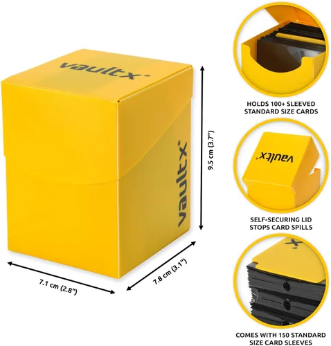 Miniatura 2 de Caja de almacenamiento para mazo de cartas Vault X y 150 fundas negras para cartas, se ajusta a más de 100 cartas con funda, tamaño grande estándar