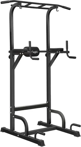 Miniatura 8 de BangTong&Li - Torre de ejercicio, barra de dominadas, estación de fondos, soporte para el gimnasio en casa, equipo de entrenamiento de fuerza Negro