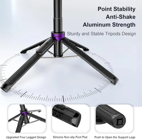 Miniatura 5 de Trípode magnético 4 en 1 para iPhone con tornillo de 1/4 pulgadas, trípode MagSafe Selfie Stick de 53 pulgadas con control remoto inalámbrico
