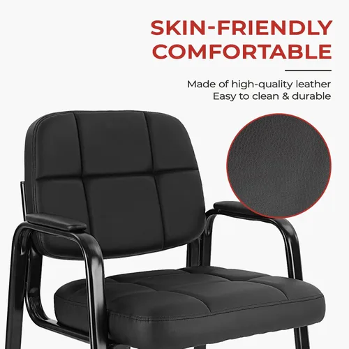 Miniatura 6 de CLATINA Silla de recepción clásica con reposabrazos acolchados y base de trineo, silla ergonómica para invitados para oficina, conferencias, sala