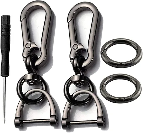 Miniatura 8 de 2 juegos de llavero para coche, clip para llave de coche, llavero con forma de herradura de liberación rápida con anillo en D y mosquetón redondo