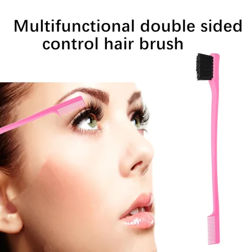 Miniatura 5 de Paquete de 6 cepillos profesionales para control de bordes del cabello de doble cara, juego de cepillo y peine para control de bordes, diseño