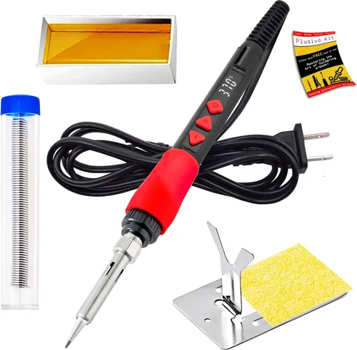 Miniatura 11 de Kit de soldador, bolígrafo de soldadura digital con pantalla LED de 60 W, 5 puntas reemplazables, calentamiento rápido 21 en 1 con cable
