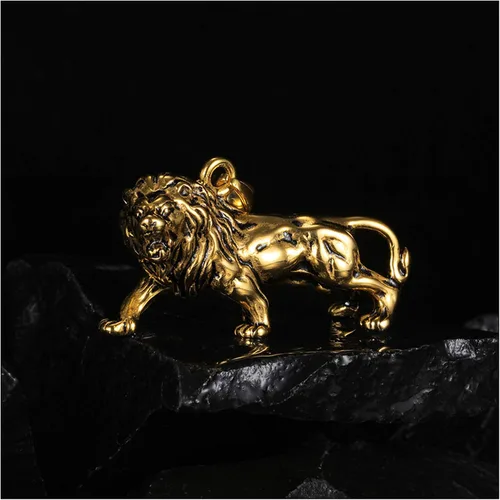 Miniatura 3 de Collar de animal con colgante de león de acero inoxidable punk
