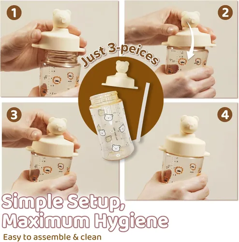 Miniatura 5 de Vaso para sorber prémium a prueba de derrames para bebés y niños pequeños menores de 18 meses, 9 onzas, PPSU, sin BPA, popote suave 01. Vainilla