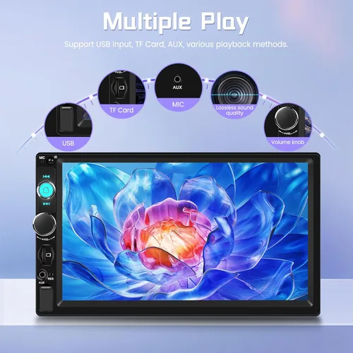 Miniatura 6 de Reproductor Multimedia MP5 Estéreo para Automóvil Single DIN de 7 Pulgadas con Carplay Inalámbrico Android Auto, Radio de Coche de 1 DIN