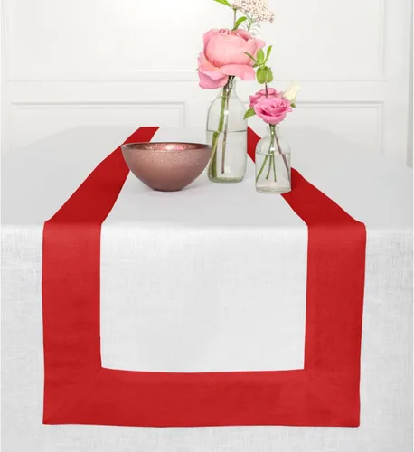 Miniatura 22 de Solino Home Camino de mesa de lino de 36 pulgadas, 100% lino puro, camino de mesa pequeño rojo y blanco, 14 x 36 pulgadas, ideal para tocador y 10