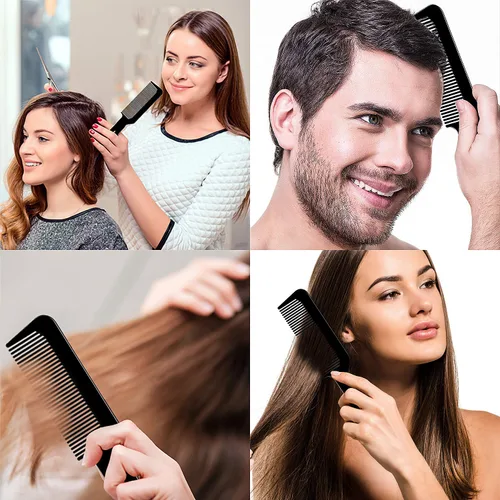Miniatura 3 de Boao Peines de peluquero de 3 piezas con parte superior plana, corte de pelo para corte de pelo para corte plano y cortadora (negro)