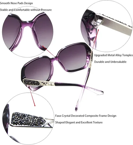 Miniatura 5 de LECKIRUT - Lentes de sol de gran tamaño para mujer lentes de sol clásicos y a la moda con protección UV polarizada