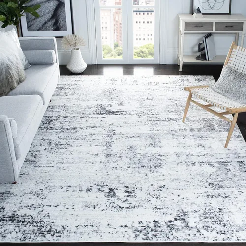 Miniatura 10 de SAFAVIEH Amelia Collection ALA700A - Alfombra decorativa de 2'2" x 4', diseño moderno abstracto, color marfil y azul, no desprende pelusa y de fácil