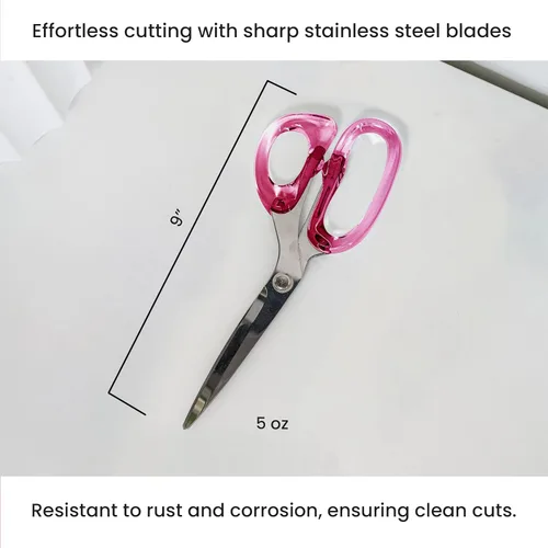 Miniatura 4 de OfficeGoods Tijeras acrílicas de acero inoxidable de 9 pulgadas para oficina y hogar, tijeras estéticas y afiladas multiusos, perfectas para coser