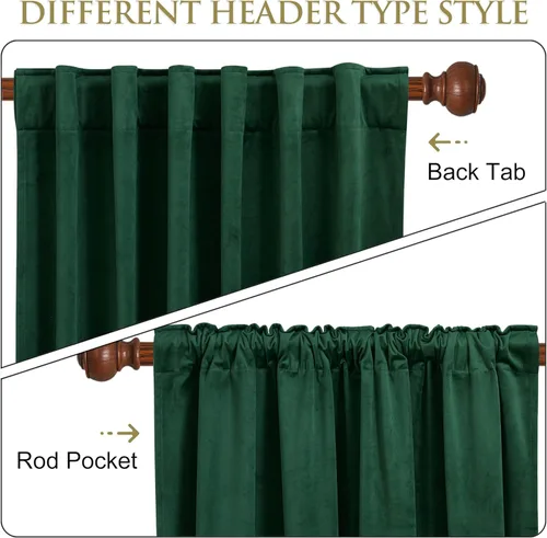 Miniatura 2 de StangH Cortinas verdes para sala de estar, cortinas opacas de terciopelo súper suave, decoración del hogar de lujo para fiestas, teatro, fiestas