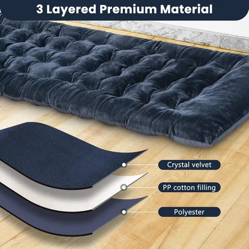 Miniatura 4 de Giantex Almohadilla para cuna de campamento, 75 x 27.5 x 3 pulgadas, cojín reclinable con 4 correas de fijación, cojín grueso para silla de descanso