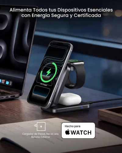 Miniatura 6 de Anker Cargador MagSafe plegable Prime de 25 W, estación de carga 3 en 1 de tamaño de palma, certificado Qi2.2, cargador inalámbrico AirCool