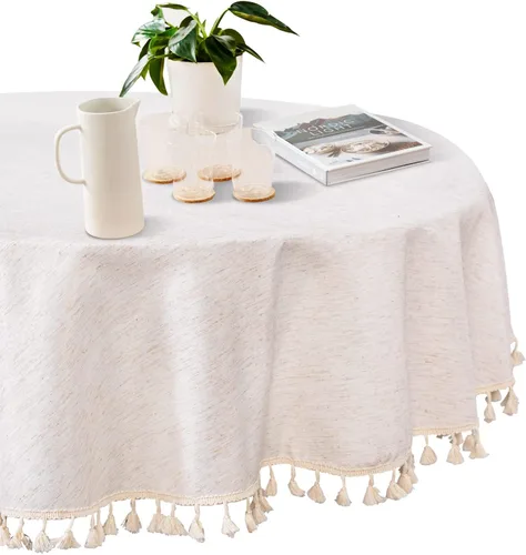 Miniatura 30 de MYSKY HOME - Mantel para mesa rectangular, impermeable, manteles de algodón suave para interior/exterior, mantel sin arrugas para mesa rectangular