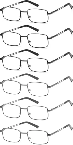 Miniatura 8 de HIGHLIKE Gafas de lectura para hombres, lectores de metal inoxidable flexible con estuches suaves, gafas de lentes transparentes con filtro de luz