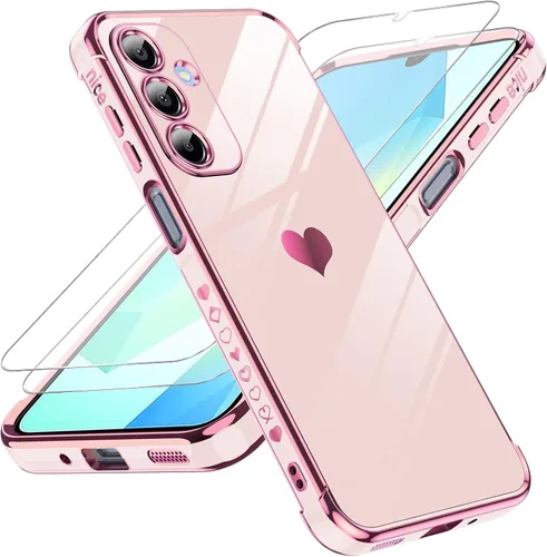 Miniatura 108 de LeYi for Moto G 5G 2025 Case: with Tempered Glass Screen Protector [2 Pcs]+ Full Camera Lens Protection,Love Heart Plating Cute Luxury Soft TPU