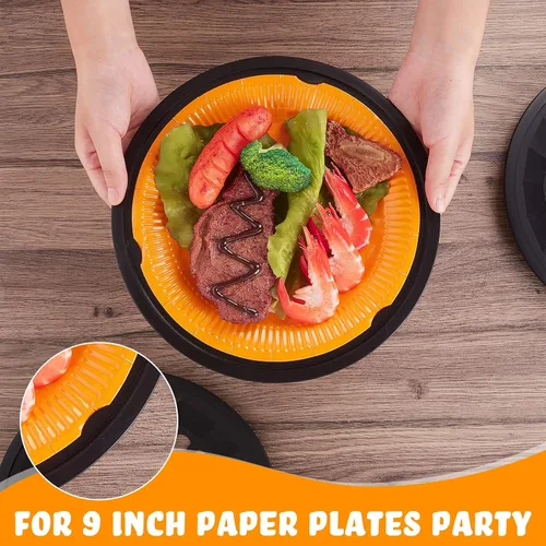 Miniatura 6 de Tessco for you 12 piezas de soportes reutilizables de plástico para platos de papel de 10 pulgadas, juego de soportes de plástico resistentes