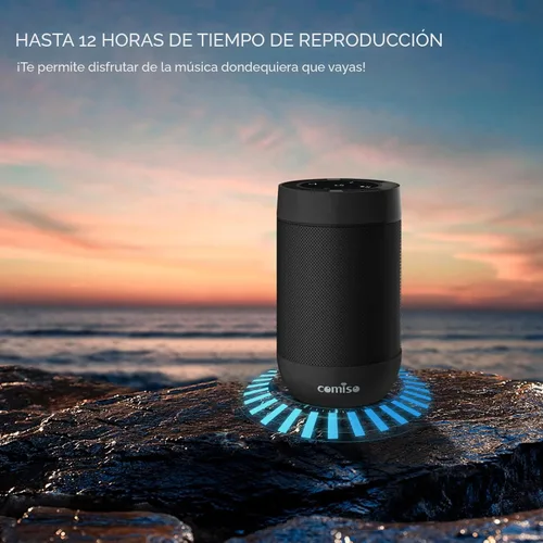 Miniatura 5 de Altavoz Bluetooth, altavoces Bluetooth portátiles con emparejamiento estéreo inalámbrico, micrófono integrado, sonido HD de 360°, altavoz Negro