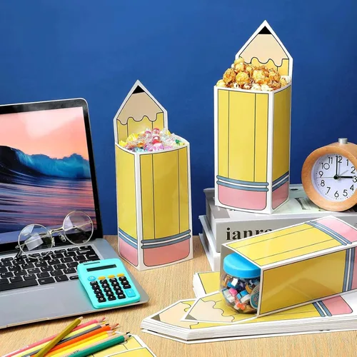 Miniatura 2 de Harloon 24 cajas de dulces para lápices de regreso a clases, soportes para palomitas de maíz, bolsas de regalo para profesores, regalos de fiesta