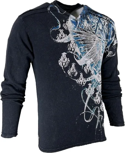 Miniatura 6 de Archaic by Affliction - Camisa térmica para hombre, corte de madera, color negro, Negro