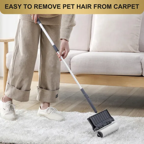 Miniatura 6 de Fedicelly Rodillos de pelusa para mascotas, extra pegajosos para el suelo con mango largo, removedor de pelo grande para gatos y perros, ropa