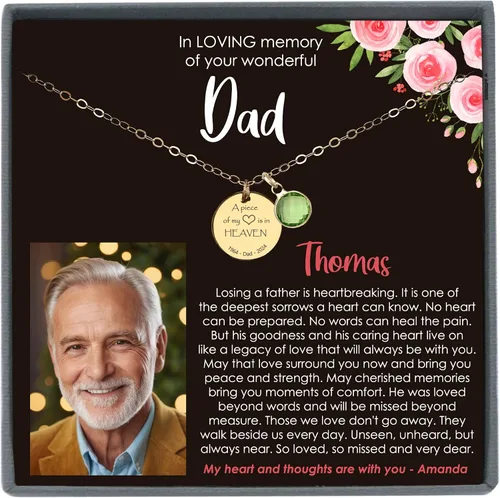 Miniatura 10 de Regalos conmemorativos por la pérdida del padre, collar de perlas blancas de plata de ley 925 con mensaje significativo