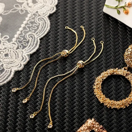 Miniatura 4 de Junkin 30 pulseras deslizantes de 8.7 pulgadas, pulsera ajustable con extremos de diamantes de imitación, cadenas extensoras para hacer joyas