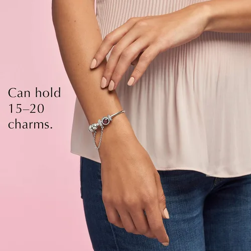 Miniatura 9 de Pandora - Pulsera de plata de ley con dije, Plata de ley, 19cm, 7.5 in, Plateado, 590713-19