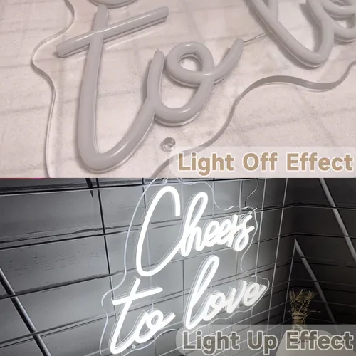 Miniatura 8 de Letrero LED de neón con texto en inglés «Cheers to Love» para decoración de pared, con suministro USB, para dormitorio, cumpleaños, boda, 15.7 x