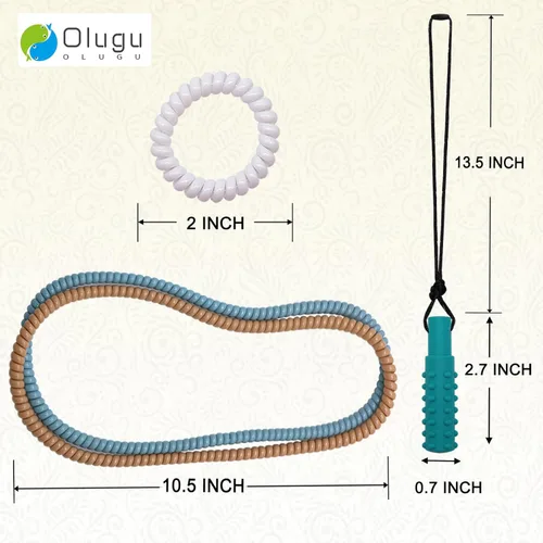 Miniatura 4 de Pulseras elásticas de bobina para masticar para niños, paquete de 18 collares masticables sensoriales con autismo, TDAH, SPD, collares sensoriales
