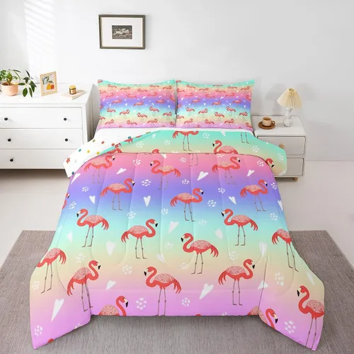 Miniatura 24 de Juego de edredón de mariposa morada tamaño individual para niñas y niños, ropa de cama rosa degradado, relleno de edredón de mariposa de ensueño
