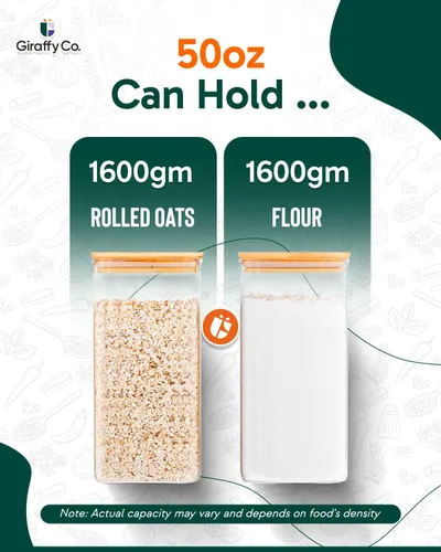 Miniatura 4 de Tarros de vidrio para almacenamiento de alimentos con tapas herméticas, recipientes de despensa de boca ancha, vidrio grueso sin BPA, resistente a