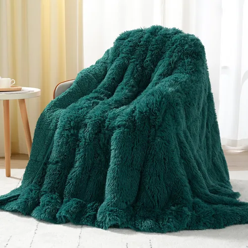 Miniatura 13 de Uttermara Manta con Peso de Piel Sintética Peluda Tamaño Queen, 15 libras, Pelo Largo, Manta de Cama Sherpa Suave y Esponjosa para Adultos, Manta