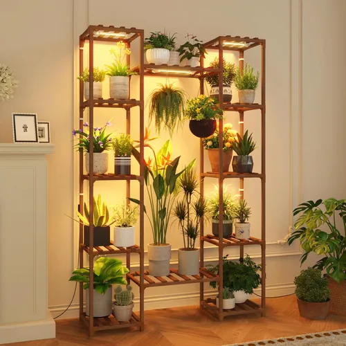 Miniatura 9 de GENTINGBRO - Soporte de metal para plantas al aire libre de 62.2 pulgadas de alto, estante para plantas, 12 macetas, interior, sala de estar