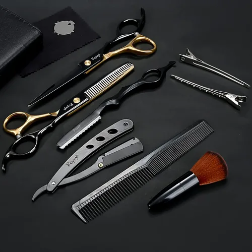 Tijeras profesionales para el cabello, juego de tijeras para adelgazar Fcysy Barber Shears Kit de tijeras de corte de cabello, suministros de