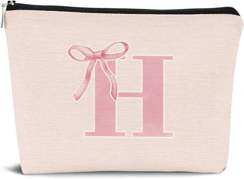 Miniatura 11 de Coquette - Bolsa de maquillaje con lazo, inicial K, regalos personalizados para chicas adolescentes, regalos con monograma lindos y modernos preppy