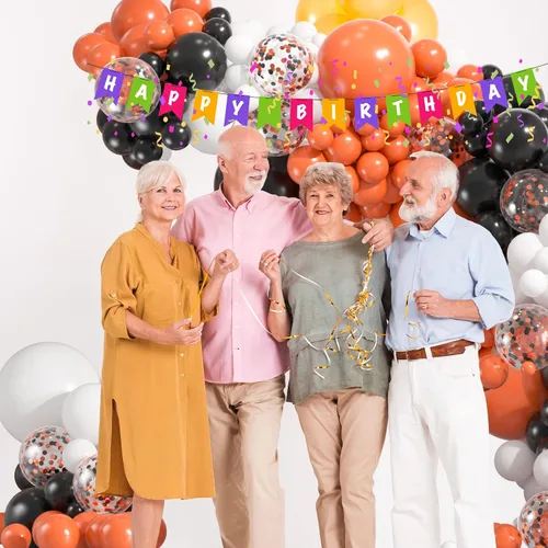 Miniatura 4 de Kit de arco de globos de color negro, blanco y naranja, guirnalda de globos de confeti de 18, 12, 10, 5 pulgadas, para Halloween, cumpleaños