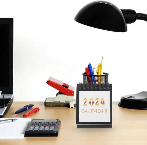 Miniatura 5 de Calendario de escritorio 2024-2025 – Calendario de escritorio abatible de pie con vista mensual, 10 x 8.3 pulgadas, encuadernación de doble alambre