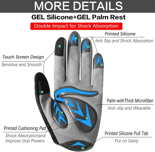 Miniatura 2 de FINGER TEN Guantes de ciclismo para niños y niñas y jóvenes, par de dedos completos, ciclismo de motocross, pantalla táctil, bicicleta de montaña
