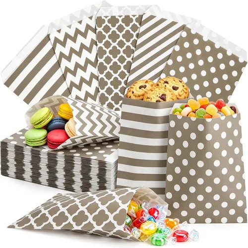 Foraineam 250 bolsas de papel para galletas, bolsas de papel de 5.1 x 7.1 pulgadas, bolsa de dulces segura para alimentos, bolsa pequeña de